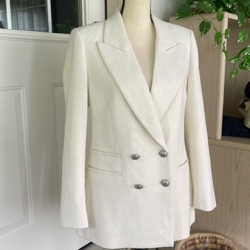 Express Tweed Double Breasted Novelty Button Blazer. Size M